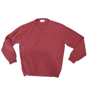 American Blue Pure Cashmere Mens V-Neck Sweater Burgundy Red Size Large